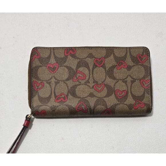 COACH LARGE PHONE WALLET SIGNATURE CANVAS WITH CRAYON ❤HEART 91578 - Picture 10 of 11